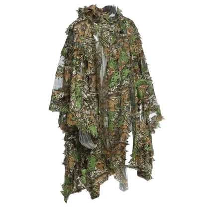 Camouflage Ghillie Suit for hunting or Airsoft, featuring lightweight design and disruptive pattern for greener terrain.