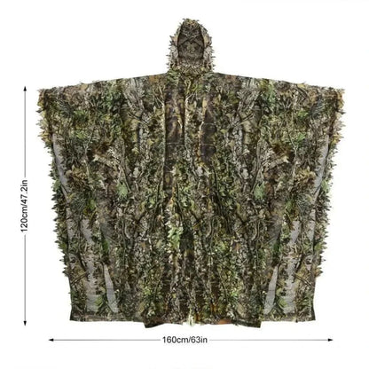 Camouflage Ghillie Suit for hunting and Airsoft with disruptive pattern in green terrain.