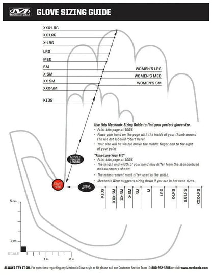 Mechanix Tactical Gloves Sizing Guide for FastFit® Gloves