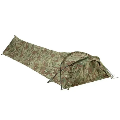 Valhalla Bivi Bag Shelter with X-Dome frame, waterproof breathable fabric, and mozzie mesh for outdoor protection.